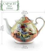 Load image into Gallery viewer, Teapot 30 oz Van Gogh Paintings Bone China Loose Tea Pot Floral Design Vintage Ceramic Coffee Water Pot European Style Porcelain (Flower Vase)