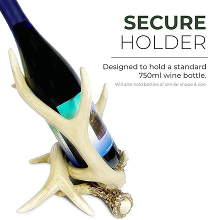 Rivers Edge Products 750ml Wine Bottle Holder - Hand-Painted Poly Resin Animal Kitchen Decor - Unique, Rustic Home Decor for Countertop and Bar - Wine Accessories for Wine Lovers
