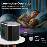 Load image into Gallery viewer, COSTWAY Countertop Ice Maker with Self-Cleaning, 9 Ice Cubes Ready in 6-13 Mins, 26.5Lbs/24H, 2 Sizes of Bullet Ice, Portable Ice Machine with Handle, Ice Scoop and Basket for Home Office (Black)