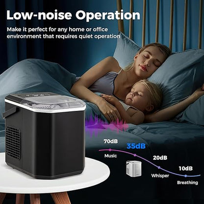 COSTWAY Countertop Ice Maker with Self-Cleaning, 9 Ice Cubes Ready in 6-13 Mins, 26.5Lbs/24H, 2 Sizes of Bullet Ice, Portable Ice Machine with Handle, Ice Scoop and Basket for Home Office (Black)