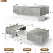 Modern Coffee Table with Large Storage for Living Room, Farmhouse Living Room Center Table Mesas De Centro para Salas Modernas Nesting Tables for Reception Room, Grey