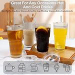 Load image into Gallery viewer, Ribbed Drinking Glasses,with Lids and Straws Glass Cup,19oz Glass cup,6 Pack Old Fashioned Glasses,Thickened for iced coffees,cocktails and juices, perfect for families and parties (6)