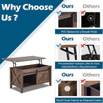 Load image into Gallery viewer, VINGLI Espresso Lift Top Coffee Table, 36" Small Farmhouse Barn Door Coffee Table with Storage, Rectangular Center Wood Coffe Table with Lifting Top, Lift Up Living Room Tables with Hidden Compartment