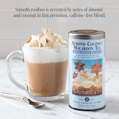 The Republic Of Tea Almond Coconut Macaroon Red Rooibos Herbal Tea, 250 Tea Bag Bulk