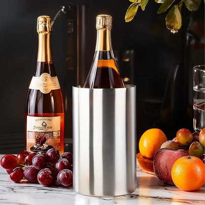 Generic 3 Packs Stainless Steel Double Wall Wine Cooler,Wine Chiller Bucket Champagne Ice Bucket, Fits Most Standard Sized Bottles, Silver