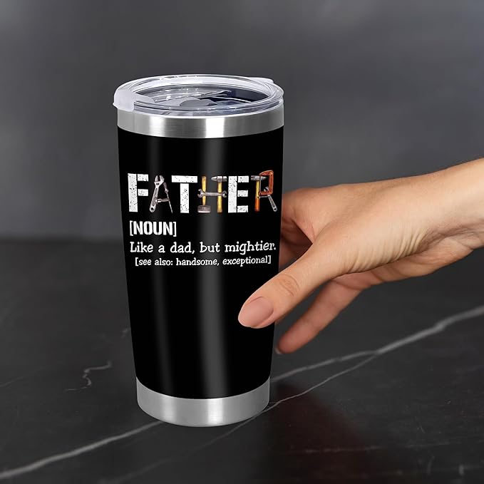 TEEZWONDER Gifts for Dad from Daughter Son - Stainless Steel Insulated Coffee Tumbler with Lid 20 oz - Funny Dad Birthday Gifts from Kids, Mens Birthday Gift Ideas