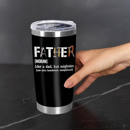 TEEZWONDER Gifts for Dad from Daughter Son - Stainless Steel Insulated Coffee Tumbler with Lid 20 oz - Funny Dad Birthday Gifts from Kids, Mens Birthday Gift Ideas