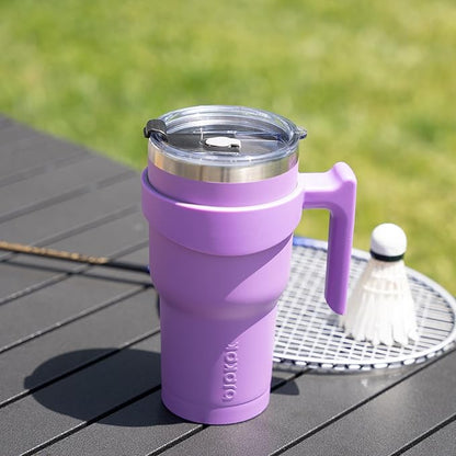 BJPKPK 30 oz Tumbler With Handle Stainless Steel Insulated Tumbler With Lid And Straw Travel Coffee Cups For Women And Men,Lavender
