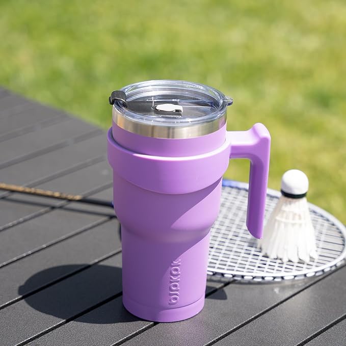 BJPKPK Tumbler With Handle 20oz Stainless Steel Insulated Tumbler With Lid And Straw For Water Or Ice Coffee,Lavender