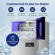 Commercial Ice Maker 160 LBS/24H, Upgraded 15