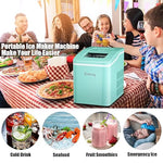 Load image into Gallery viewer, COSTWAY Countertop Ice Maker, 26Lbs/24H Portable Ice Machine with Self-Cleaning Function, Bullet Ice Cubes Ready in 8 Mins, Scoop and Removable Basket,Ice Maker for Home Party Bar, Green