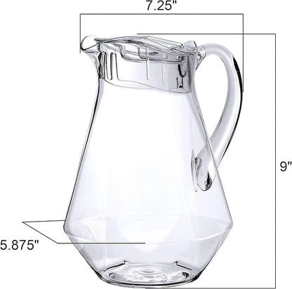 Amazing Abby - Sparkly - Plastic Pitcher (64 oz, 2 Quart), Clear Water Pitcher with Lid, Fridge Jug, BPA-Free, Shatter-Proof, Great for Iced Tea, Sangria, Lemonade, Juice, Milk, and More