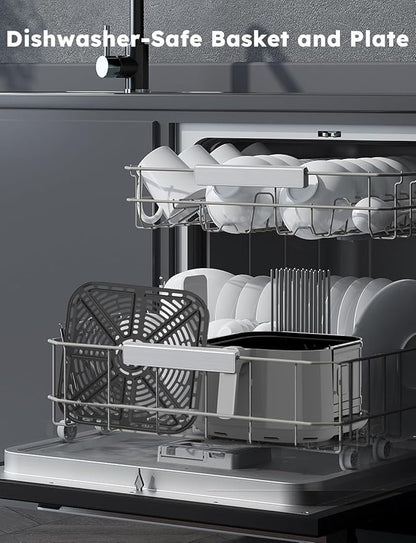 Nuwave Brio Plus 8 Qt Air Fryer, PFAS Free, New & Improved, Digital Touch Screen, Cool White Display, 50°F~400°F in Precise 5°, 5 Cook Functions, 100 Presets & 50 Memory, 3 Wattages 700, 1500, 1800