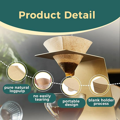 Easy-Dispensing Natural Brown Cone Coffee Filters, V01 Size, 100 Count - Unbleached Paper Filters for Pour Over Brewing, Compatible with Chemex, Hario V60 & More，Box for Easy Use & Tidy Storage