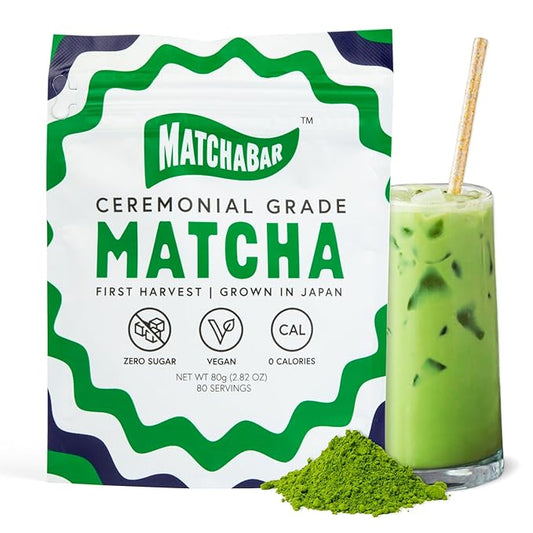 Matchabar Matcha Powder (80g) - Ceremonial Grade Authentic Japanese Matcha Green Tea Powder - Matcha Green Tea Powder Harvested in Japan - Matcha Tea Powder Latte - Zero Sugar, Vegan & 0 Calories