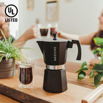 Load image into Gallery viewer, GROSCHE Milano Stovetop Espresso Maker Moka pot 12 espresso Cup - 23.6 fl oz, Black, Cuban Coffee Maker Stove top coffee maker Moka Italian espresso greca coffee maker brewer percolator