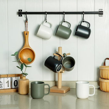 AmorArc 14oz Coffee Mugs Set of 6, Ceramic Coffee Mugs with Large Handle & Wavy Rim for Latte/Hot Cocoa/Tea, Stylish Coffee Mugs for Men Women. Oven,Dishwasher&Microwave Safe, Reactive Glaze