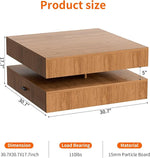 Load image into Gallery viewer, LED Coffee Table for Living Room, 2-Tier Living Room Table Square Center Table, Modern Coffee Tables with Storage, Middle Wooden Tea Tables for Home Office (Walnut)