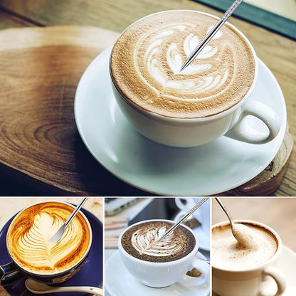 Milk Frothing Pitchers-12oz/350ML Stainless Steel Steaming Pitchers, Scale Coffee/Milk/Cappuccino/Latte Art Barista Steam Pitchers, Milk Jug Cup with Decorating Pen-Silver