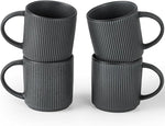 Load image into Gallery viewer, famiware Coffee Mug Set for 4, Star 12 oz Catering Mugs Cup Set with Handle for Coffee, Tea, Cocoa, Milk - Ceramic Stoneware Drinkware Set, Matte Dark Charcoal