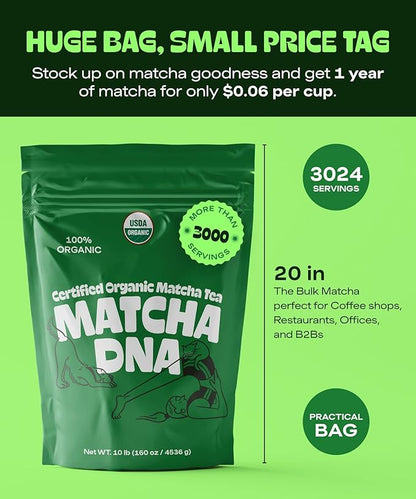 MATCHA DNA Certified Organic Matcha Green Tea Powder (160 oz BAG)