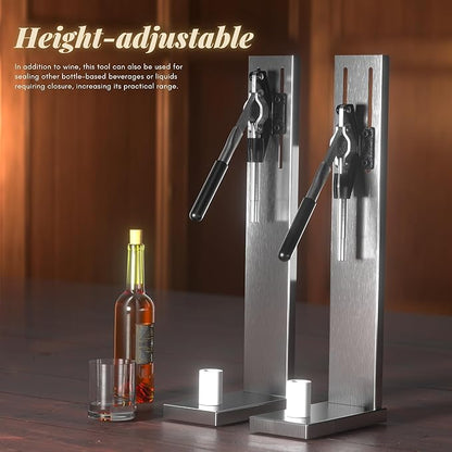 Wine Corker, Hand Wine Bottle Re-corker, Bottle Capper for Bottling, Manual Wine Corking Kit with 2 POM Inserting Stopper, Bottle Cap Pressing Machine Corking Tool
