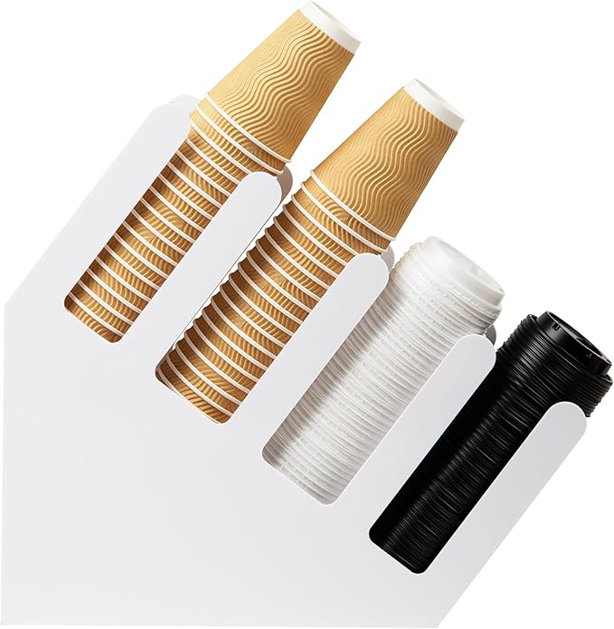 Mind Reader Cup and Lid Dispenser, Countertop Org, Coffee Bar, Beverage Cup, Kitchen, Breakroom, 4"L x 18"W x 16"H, White