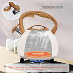 Load image into Gallery viewer, Tea Kettle, Vegoran 100 OZ / 3 Liter Whistling Tea Kettle, Tea Pots for Stove Top Food Grade Stainless Steel with Wood Pattern Folding Handle, Loud Whistle Kettle for Tea, Coffee, Milk (B-White)