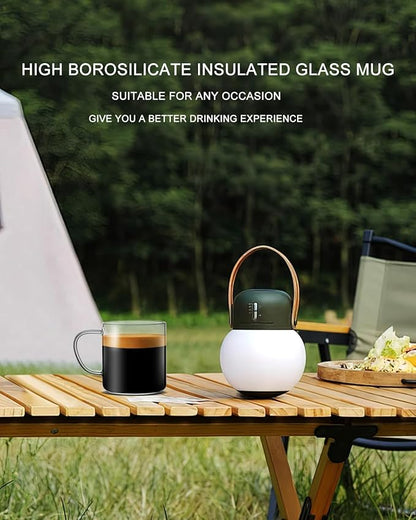 LUXU Glass Coffee Mugs Set of 4,14 oz Clear Coffee Cups,Hand Blown&Seamless Design,Heat Resistant and Explosion-Proof,Lightweight Tea Mugs with Anti Scald Handle Ideal for Home,Cafe