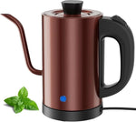 Load image into Gallery viewer, Gooseneck Electric Kettle 0.8L, 304 Stainless Steel (BPA-Free), 600W Fast Heating, Compact Copper Design with One-Touch Button &amp; Auto Shut-Off, Perfect for Home, Office &amp; Coffee/Tea Lovers
