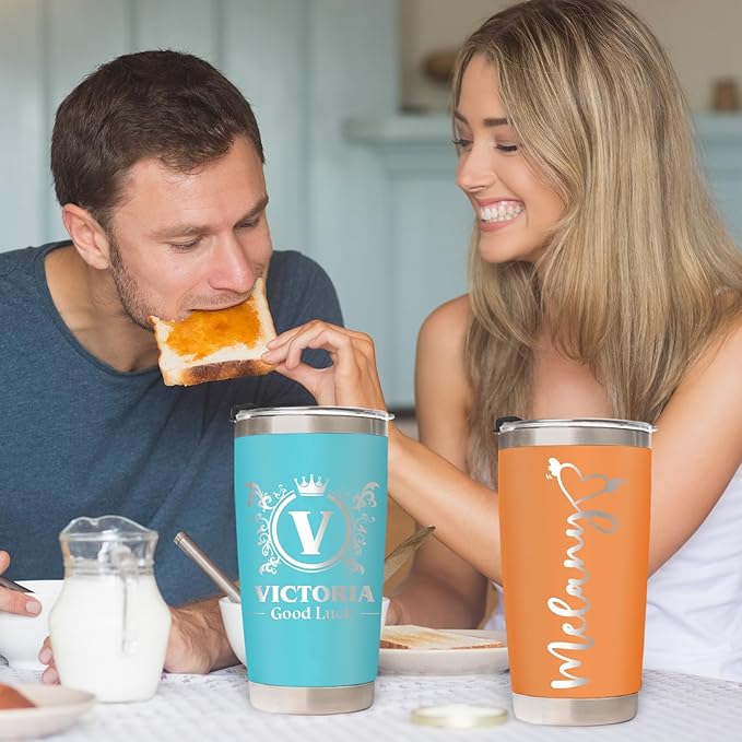 Personalized Tumblers with Engraved Name, Personalized Birthday Gifts for Men Women, Custom 20oz Stainless Steel Coffee Tumbler with Lids and Straws, Custom Travel Mug Cup