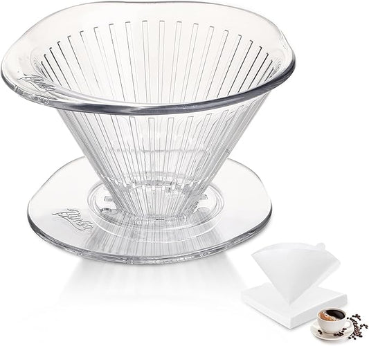 Bincoo Pour Over Coffee Dripper,Safe Tritan Plastic Coffee Dripper with 50pcs Filters Paper,2-4 Cups Size 02 Dripper Coffee Maker Slow Brewing Coffee Pour Over for Cafe,Travel,Home (Transparent)