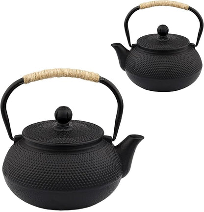 20.3oz Only, Small Tea Kettle for 1-2 Cups, Japanese Tetsubin, Cast Iron Teapot with Stainless Steel Infuser for Loose Leaf & Coffee, Tea Pot for Stovetop Safe, Enamel Interior(Black, 600ml)