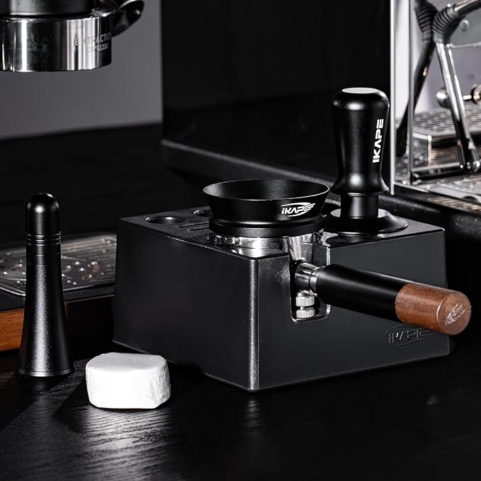 IKAPE 58.35mm Espresso Tamper, Spring-loaded Calibrated Tamper with Titanium Ripple Plating Base, Compatible with Over 58MM Espresso Bottomless Portafilter