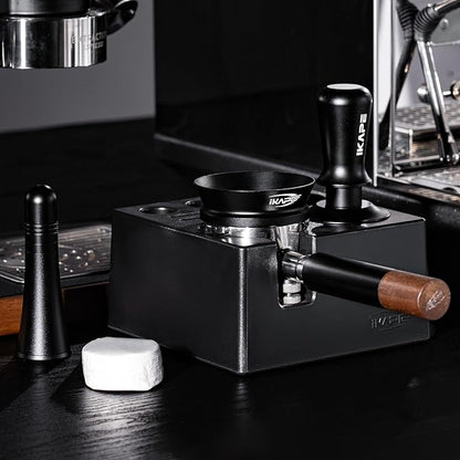 IKAPE 51mm Espresso Tamper, Spring-loaded Calibrated Tamper with Titanium Ripple Plating Base, Compatible with Over 51MM Espresso Bottomless Portafilter