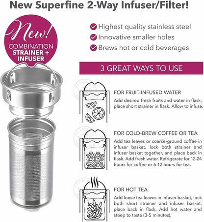 Teabloom - The ORIGINAL All-Brew Travel Tumbler & Thermos | OPRAH’s Favorite | 16oz/480ml Insulated Water Bottle/Tea Flask/Cold Brew Coffee Mug
