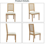 Load image into Gallery viewer, French Country Dining Chairs Set of 2, Beige Modern Kitchen &amp; Dining Room Chairs, Rattan Dining Chair with Linen Upholstered Cushion, High Cane Back, Wood Legs, Sillas de Comedor (Beige, 2 Pcs)