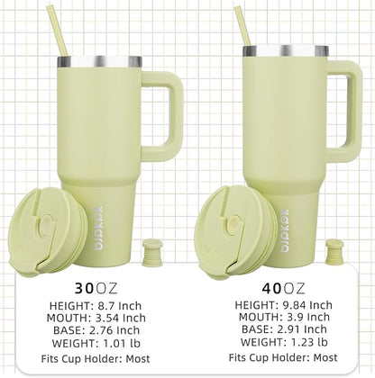 BJPKPK Tumbler With Handle And Straw 30oz Insulated Tumbler Cups With Lid Stainless Steel Travel Coffee Mug,Macaron Green