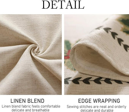 Designer Christmas Linen Table Cloth for Rectangle Table,Light Beige Western Tablecloth,Wrinkle Resistant Decor Tablecloths for Dining Thanksgiving Kitchen Christmas,55"*79"-Carol G