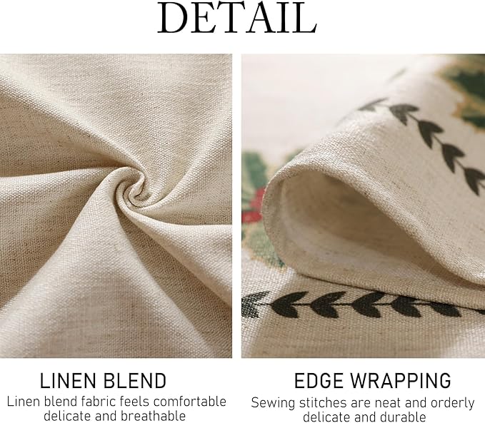 Designer Christmas Linen Extra Long Rectangle Tablecloth,Light Beige Western Table Cloth,Wrinkle Resistant Decor Tablecloths for Dining Thanksgiving Kitchen Christmas,63"*110"-Carol G