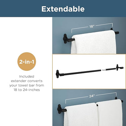Franklin Brass Kildare 3-Piece Bathroom Set Satin Gold 18" + 6" Towel Rack, Toilet Paper Holder/Hand Towel Holder, Hook | 3-Piece Bath Hardware Accessories Set KLD63-SG
