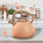Load image into Gallery viewer, harriet Tea Kettle, Tea Pot for Stovetop, 2.5QT Whistling Kettle with 5-Layers bottom, Food Grade Stainless Steel Kettles with Hot-Resistant Handle Gas Electric Applicable, Peach