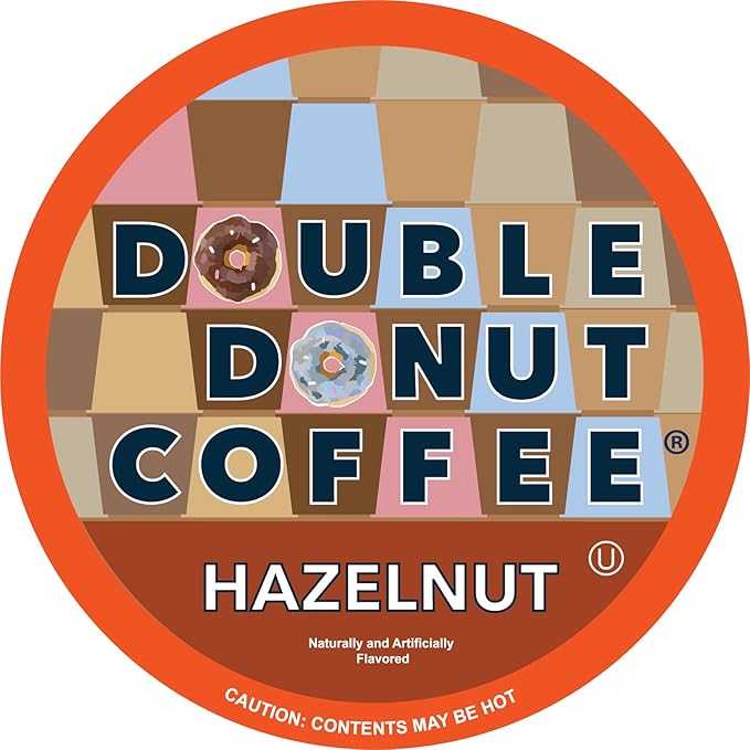 Double Donut Coffee Hazelnut Medium Roast, 48 Count Keurig K-Cup Pods, Compatible with Keurig 1.0 and 2.0 Brewers