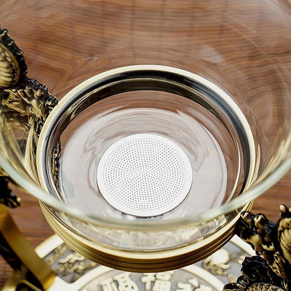 Semi Automatic Drip TeaPot, Lazy Kung Fu Glass Magnetic Tea Set, Pure Copper Heat Resistant Glass Magic Teapot Set, Suitable for home/office Reception Tea Set, Perfect for Holiday Gifts