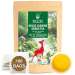 Load image into Gallery viewer, WT WEETEE Decaf Jasmine Green Tea Bags 100 Count, CO2 Decaffeinated Green Tea Infused with Jasmine Aroma | Resealable Kraft Bag | Brew Hot or Iced