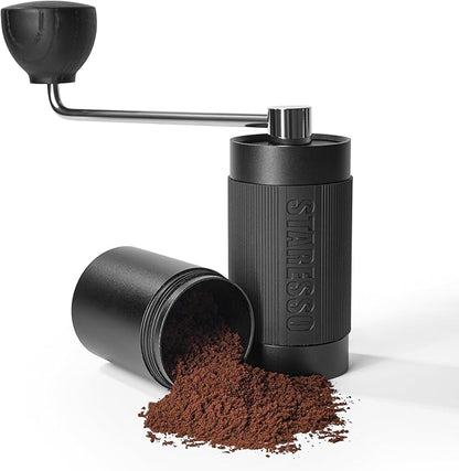 STARESSO D6 PLUS Portable Manual Coffee Grinder with Numerical Adjustable Setting, Stainless Steel Conical Burr for Consistent Grind, Easy to Use for Espresso, French Press, Pour Over, Cold Brew