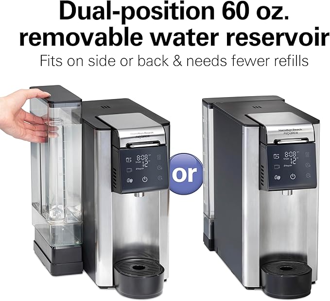 Hamilton Beach FlexBrew Advanced 5-in-1 Thermal Programmable 12 Cup Drip and Single Serve Hot & Iced Coffee Maker, Movable 60oz. Water Reservoir, Use Pod Packs and Grounds, Fast Brewing, Black (49929)