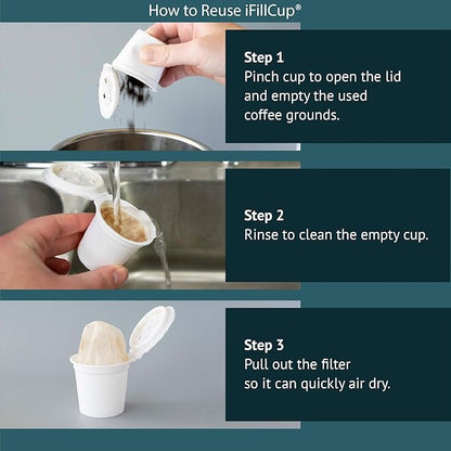 iFillCup Refillable K Cups - Hold 50% More Coffee for Richer Larger Brew, Universal K Cup Brewer Compatibility, Gold Medal Champion Sponsor, Reusable up to 5 Times | 42 Pack Green