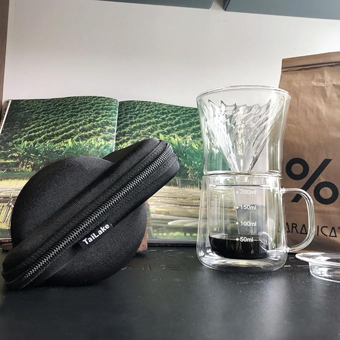 TaiLake Coffee Self Brewing Cup - Perfect for Single Serve Coffee - Experience the Art of One Cup Pour Over Coffee Maker(Vortex Filter Set)