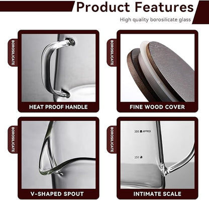 Small Glass Carafe, 16.9oz Glass Coffee Server for Drip Coffee Maker Manual Pour over Carafe Tea Steeper Pot with Lid, Clear